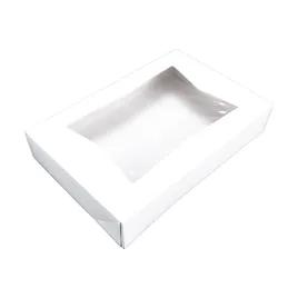 Bakery Box 12X8X2.25 IN SBS Paperboard White Rectangle 6 Corner Beers With Window 200/Case