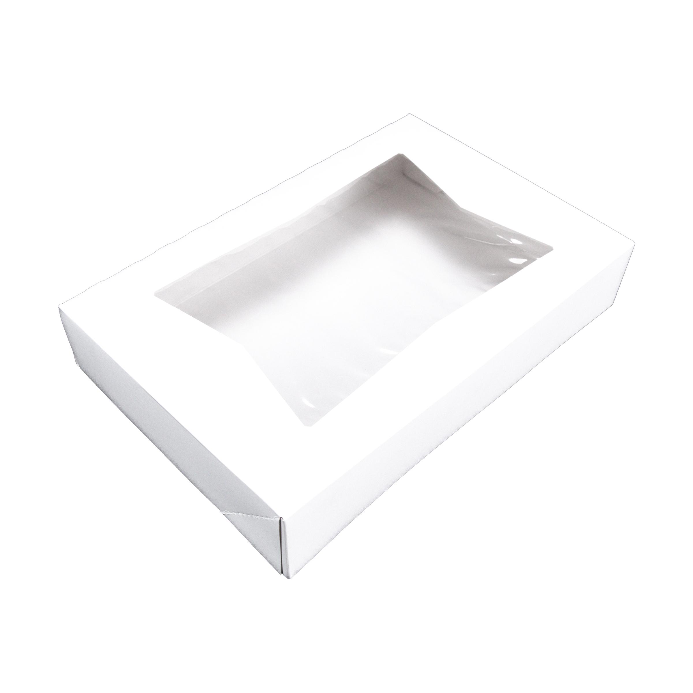 Bakery Box 12X8X2.25 IN SBS Paperboard White Rectangle 6 Corner Beers With Window 200/Case