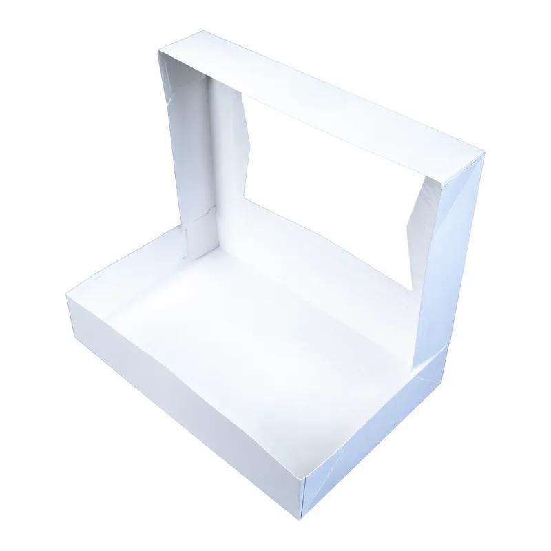 Bakery Box 12X8X2.25 IN SBS Paperboard White Rectangle 6 Corner Beers With Window 200/Case