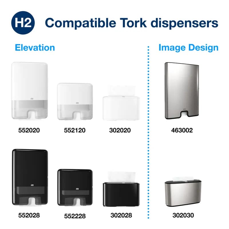 Tork H2 Folded Paper Towel 9.45X8.3 IN 3.15X8.3 IN White Multifold Embossed Premium Refill Compressed 200 Count/Pack