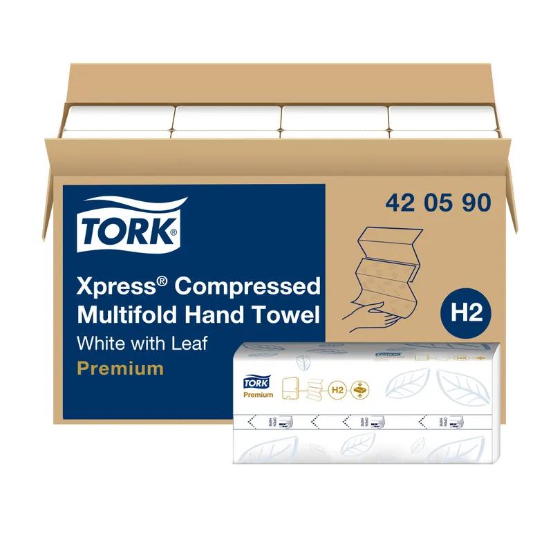 Tork H2 Folded Paper Towel 9.45X8.3 IN 3.15X8.3 IN White Multifold Embossed Premium Refill Compressed 200 Count/Pack