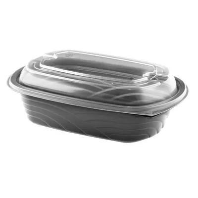 Take-Out Container Base & Lid Combo With Dome Lid 32 OZ PP Black Clear Anti-Fog Leak Resistant 126/Case