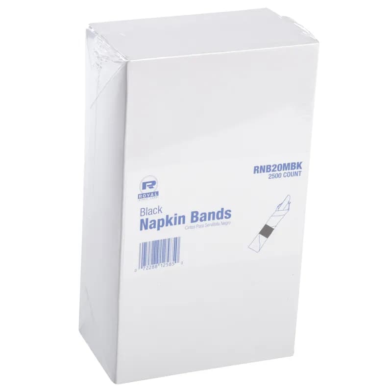 Napkin Bands Black 2500 Count/Pack 8 Packs/Case 20000 Count/Case