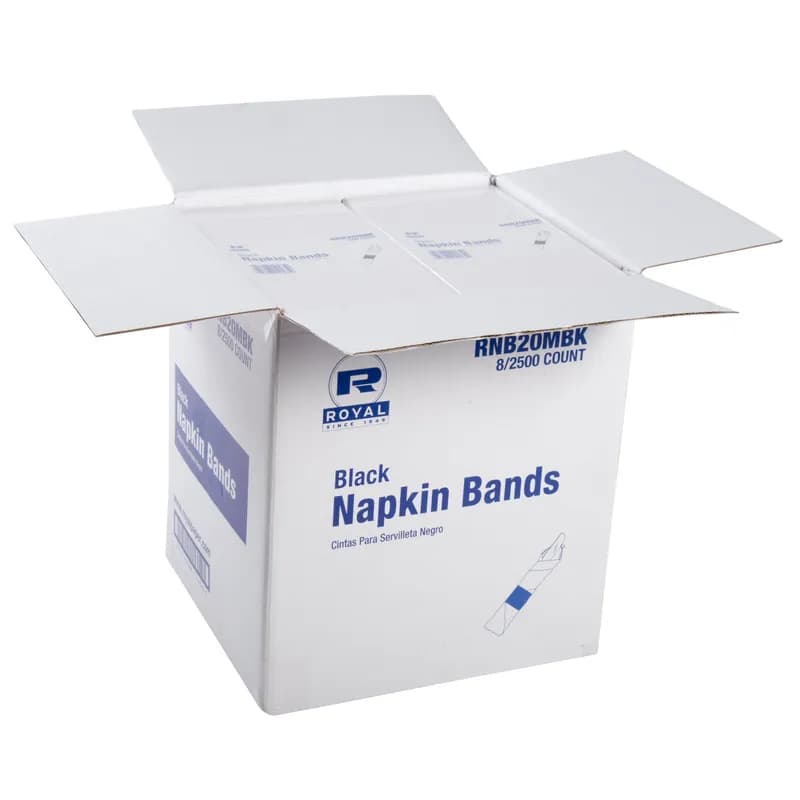 Napkin Bands Black 2500 Count/Pack 8 Packs/Case 20000 Count/Case