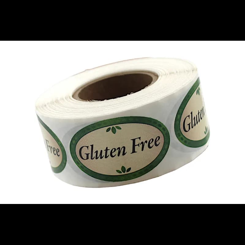 Gluten Free Bakery Flavor Label 1.25X2 IN Oval 4 Color Process 500 Count/Roll 5 Rolls/Sleeve