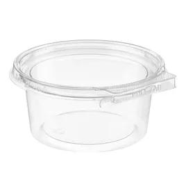 Safe-T-Fresh® Deli Container Hinged With Flat Lid 12 OZ RPET Clear Round 320/Case