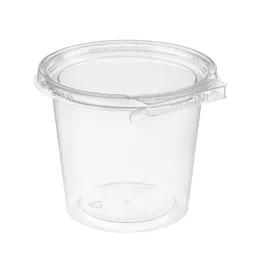 Safe-T-Fresh® Deli Container Hinged With Flat Lid 24 OZ RPET Clear Round 280/Case