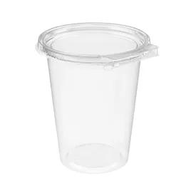Safe-T-Fresh® Deli Container Hinged With Flat Lid 32 OZ RPET Clear Round 240/Case