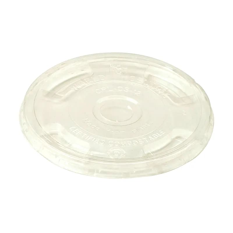 Lid Flat 3.9X0.3 IN PLA Clear For Cold 9 OZ Squat-24 OZ Cups With Hole 1000/Case