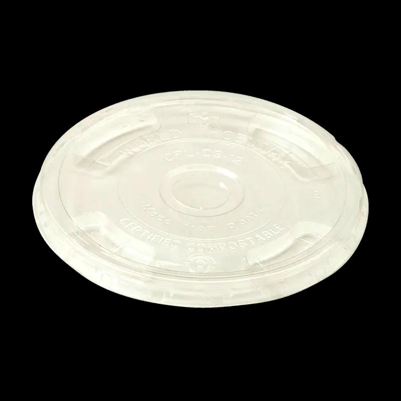 Lid Flat 3.9X0.3 IN PLA Clear For Cold 9 OZ Squat-24 OZ Cups With Hole 1000/Case