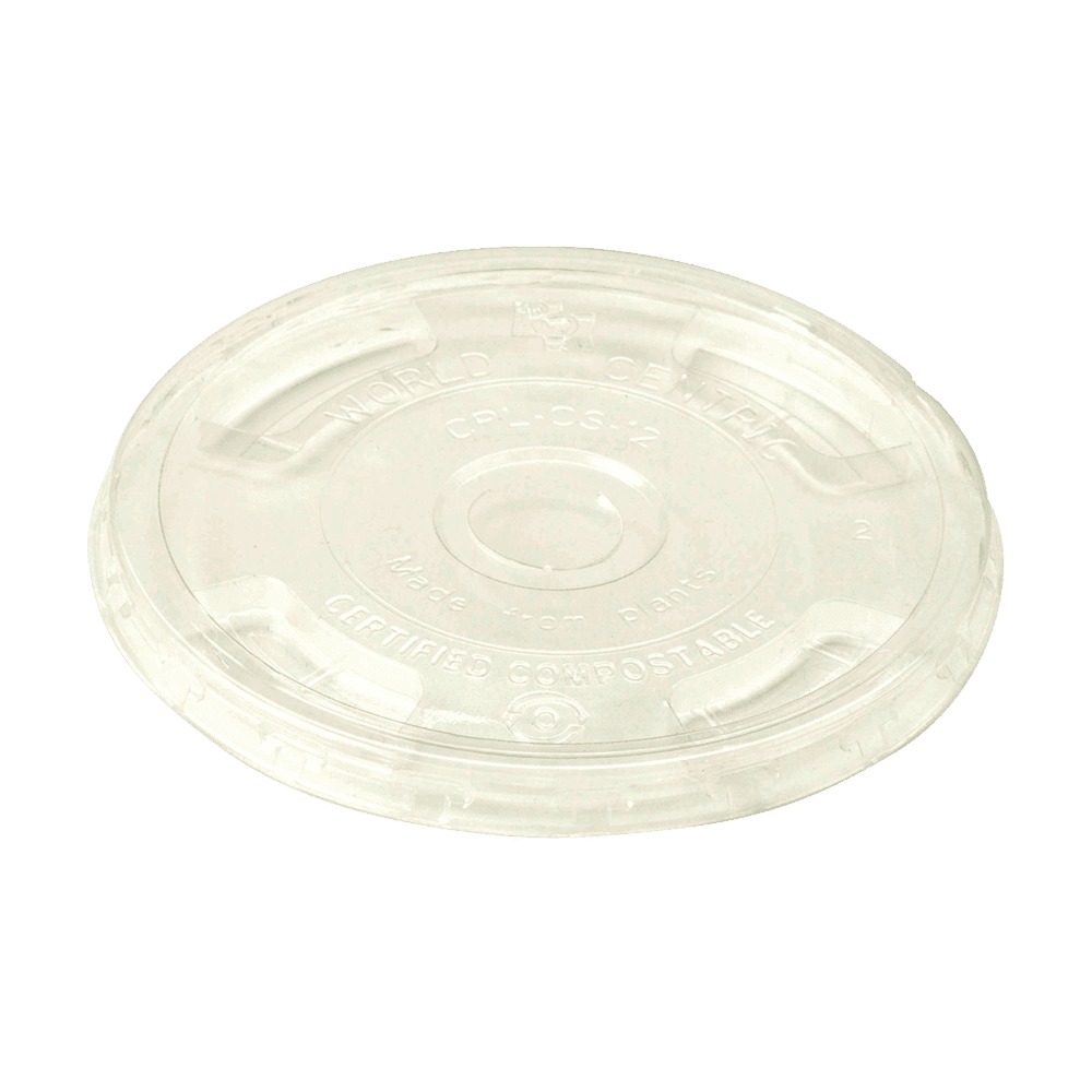 Lid Flat 3.9X0.3 IN PLA Clear For Cold 9 OZ Squat-24 OZ Cups With Hole 1000/Case