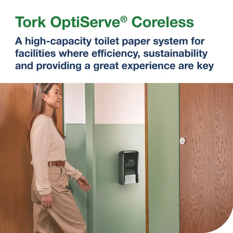 Tork OptiServe® T7 Toilet Paper Dispenser 6.85X6.73X12.71 IN Black 2-Roll Coreless Universal High Capacity 1/Each