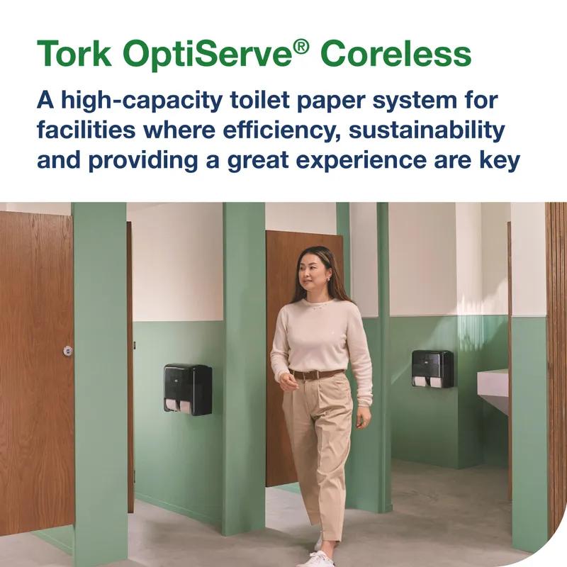 Tork OptiServe® Elevation Design T7/T5 Toilet Paper Dispenser 6.85X12.6X12.71 IN Plastic Black 4-Roll Coreless High Capacity Vertical 1/Each