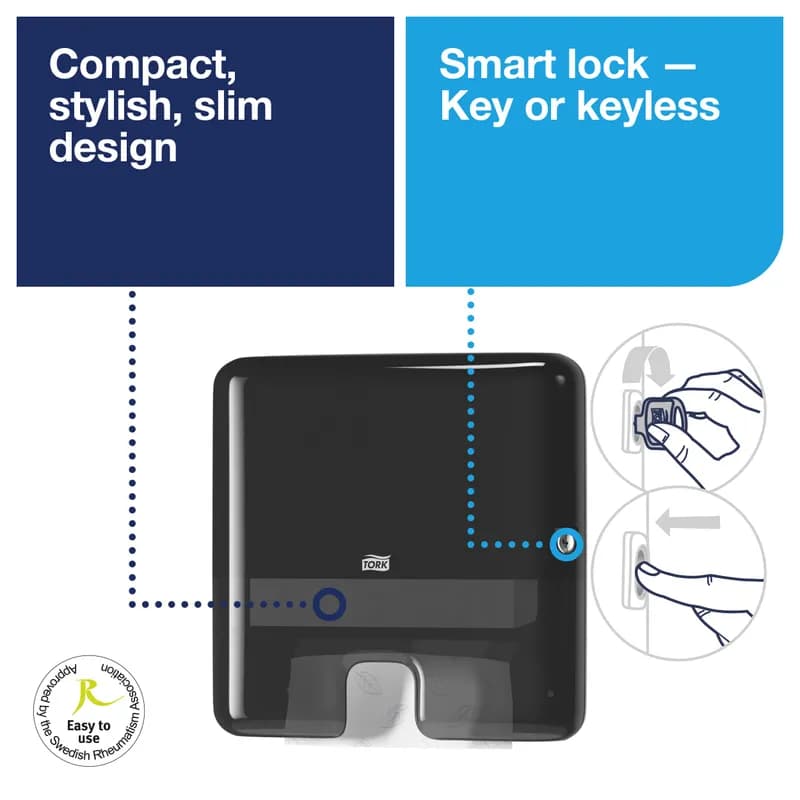 Tork Xpress® H2 Paper Towel Dispenser H2 4X11.9X11.6 IN Plastic Black Mini 1/Each