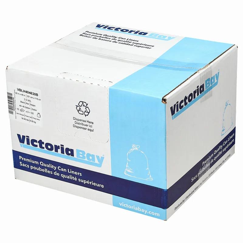 Victoria Bay Can Liner 40X46 IN 40-45 GAL Black 3MIL 10 Count/Roll 5 Rolls/Case