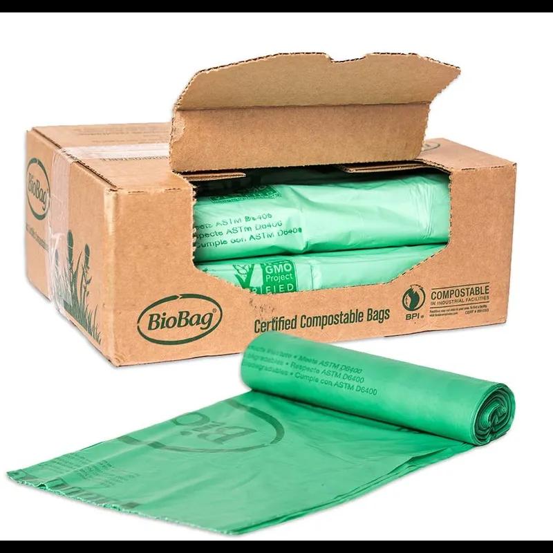 Compostable Liner 42X48 IN 48 GAL Green Plant Fiber 0.8MIL 10 Count/Pack 8 Packs/Case 80 Count/Case