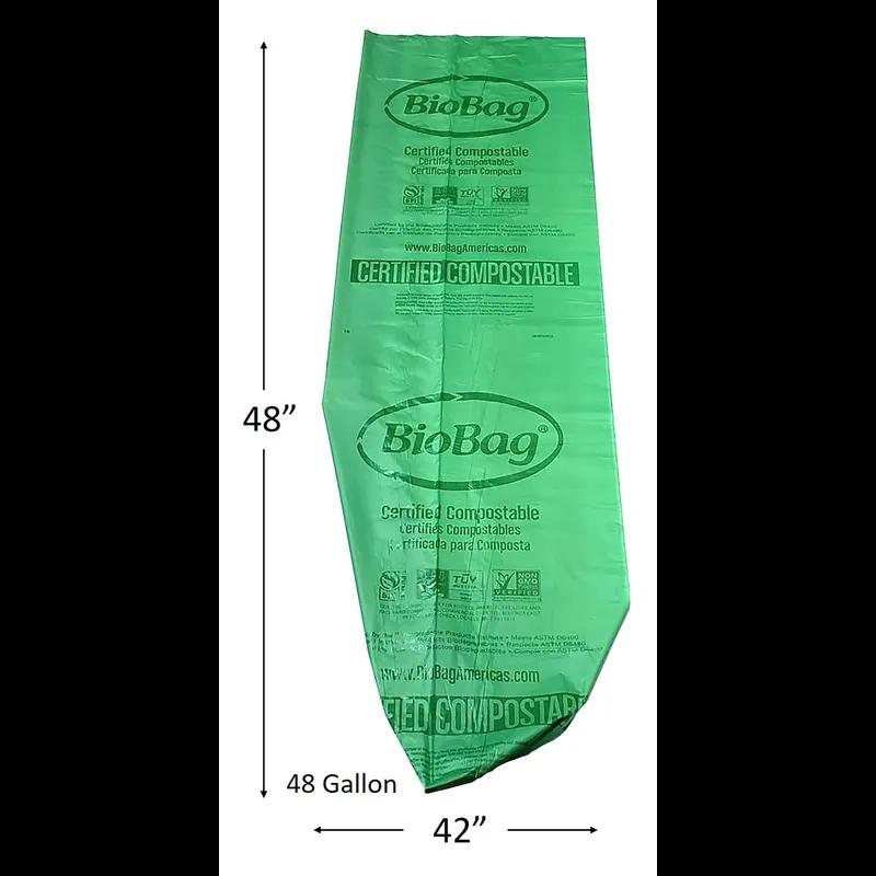Compostable Liner 42X48 IN 48 GAL Green Plant Fiber 0.8MIL 10 Count/Pack 8 Packs/Case 80 Count/Case