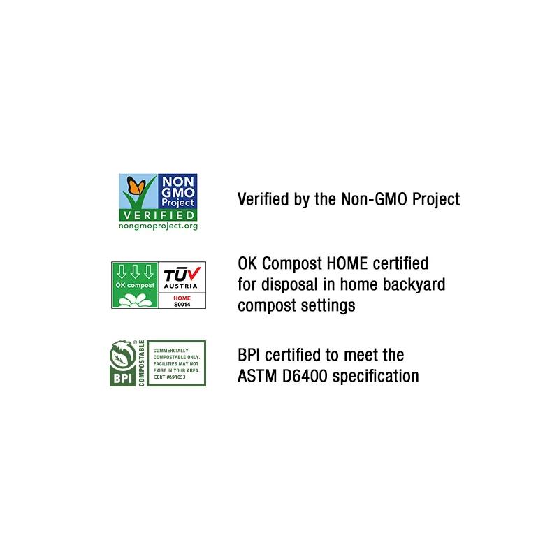 Compostable Liner 42X48 IN 48 GAL Green Plant Fiber 0.8MIL 10 Count/Pack 8 Packs/Case 80 Count/Case