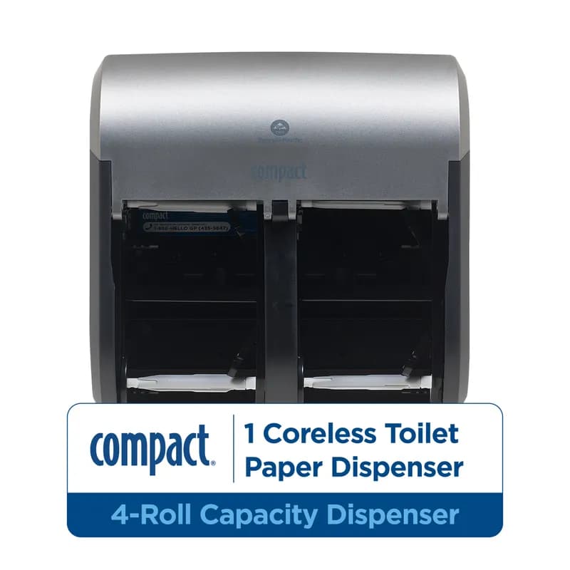 Compact® Quad Toilet Paper Dispenser 6.9X11.75 IN Plastic Silver 4-Roll Compact Stainless Steel Finish 1/Each