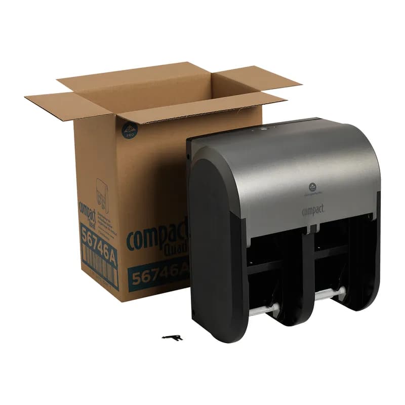 Compact® Quad Toilet Paper Dispenser 6.9X11.75 IN Plastic Silver 4-Roll Compact Stainless Steel Finish 1/Each