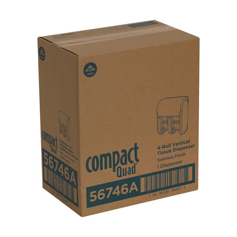 Compact® Quad Toilet Paper Dispenser 6.9X11.75 IN Plastic Silver 4-Roll Compact Stainless Steel Finish 1/Each