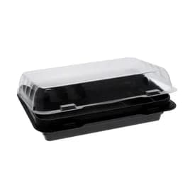 Snack Take-Out Container Hinged 7.875X5.75X2.25 IN OPS Black Clear 200/Case