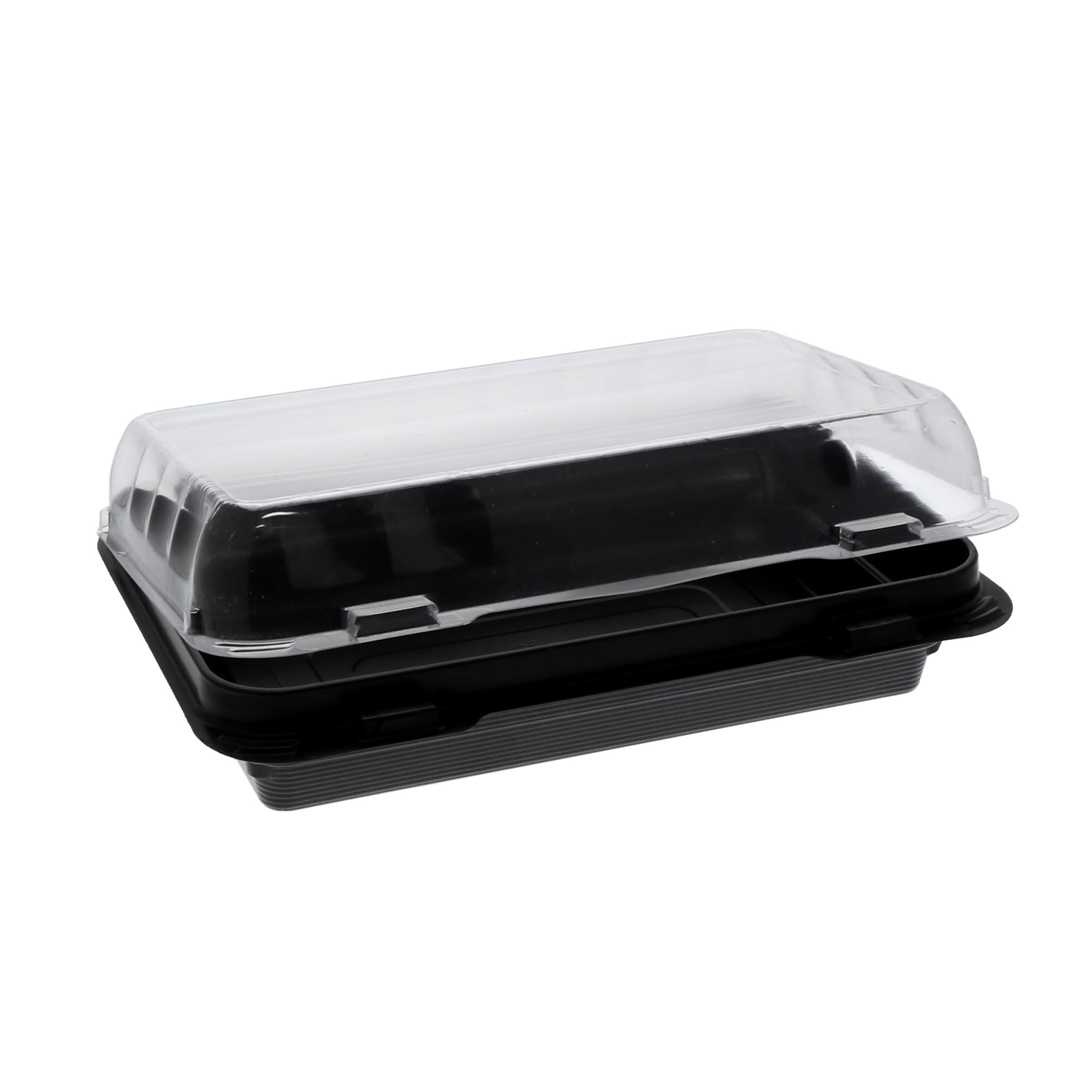 Snack Take-Out Container Hinged 7.875X5.75X2.25 IN OPS Black Clear 200/Case