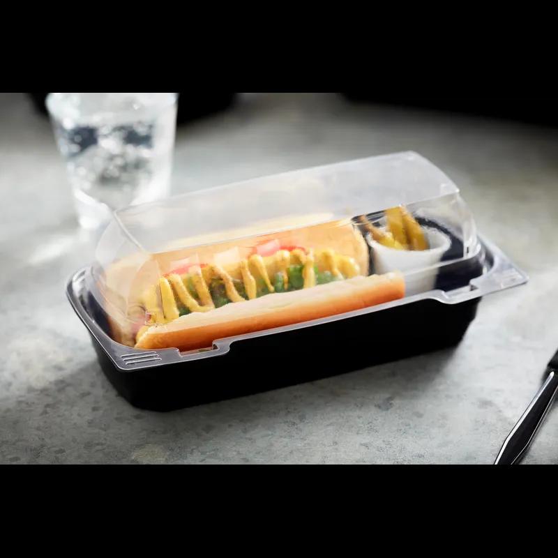 Snack Take-Out Container Hinged 7.875X5.75X2.25 IN OPS Black Clear 200/Case