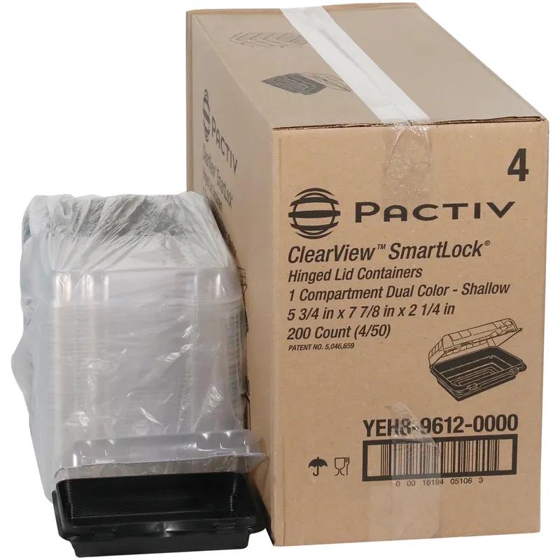 Snack Take-Out Container Hinged 7.875X5.75X2.25 IN OPS Black Clear 200/Case