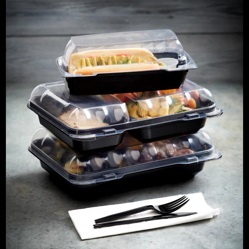 Snack Take-Out Container Hinged 7.875X5.75X2.25 IN OPS Black Clear 200/Case