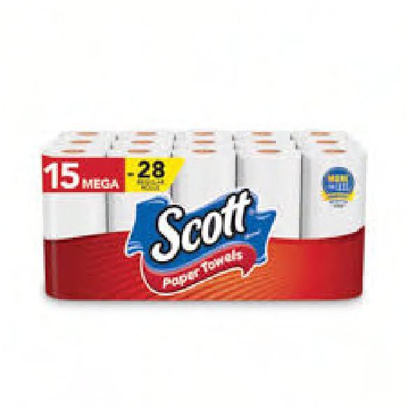 Scott® Household & Kitchen Roll Paper Towel 7.3X11 IN 1PLY White Perforated 100 Count/Roll 2 Count/Case