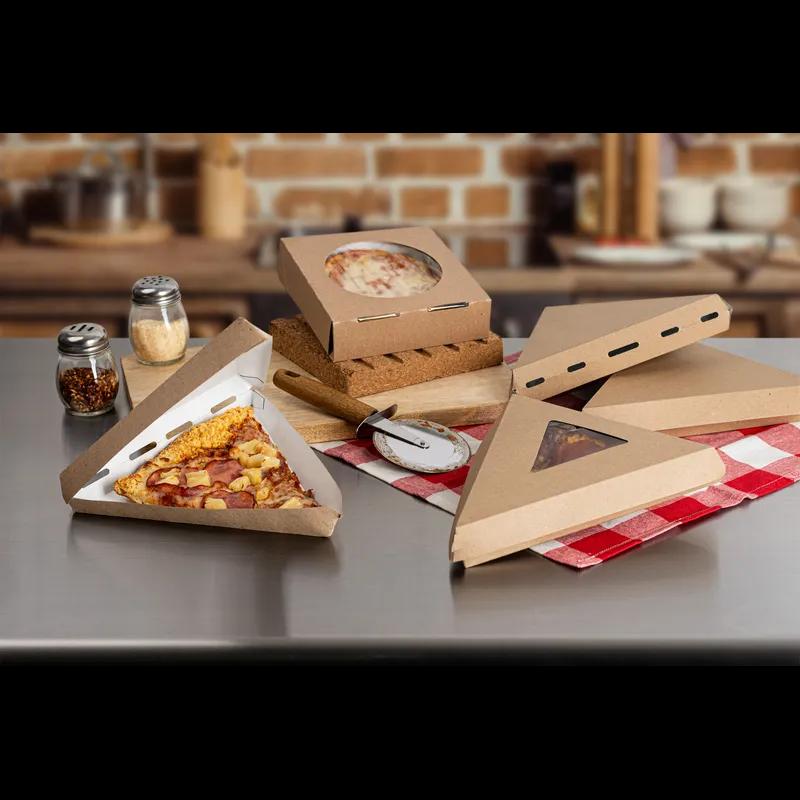 Pizza Slice Container 9.5X9X1.625 IN Kraft With Window 220/Case
