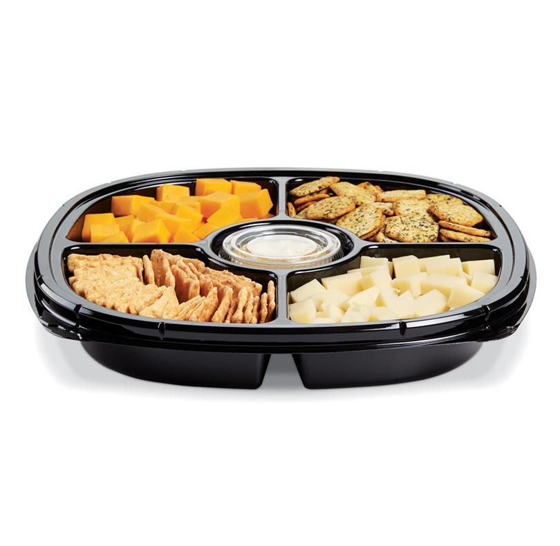 Serving Tray 12 IN 5 Compartment PET Black 50/Case