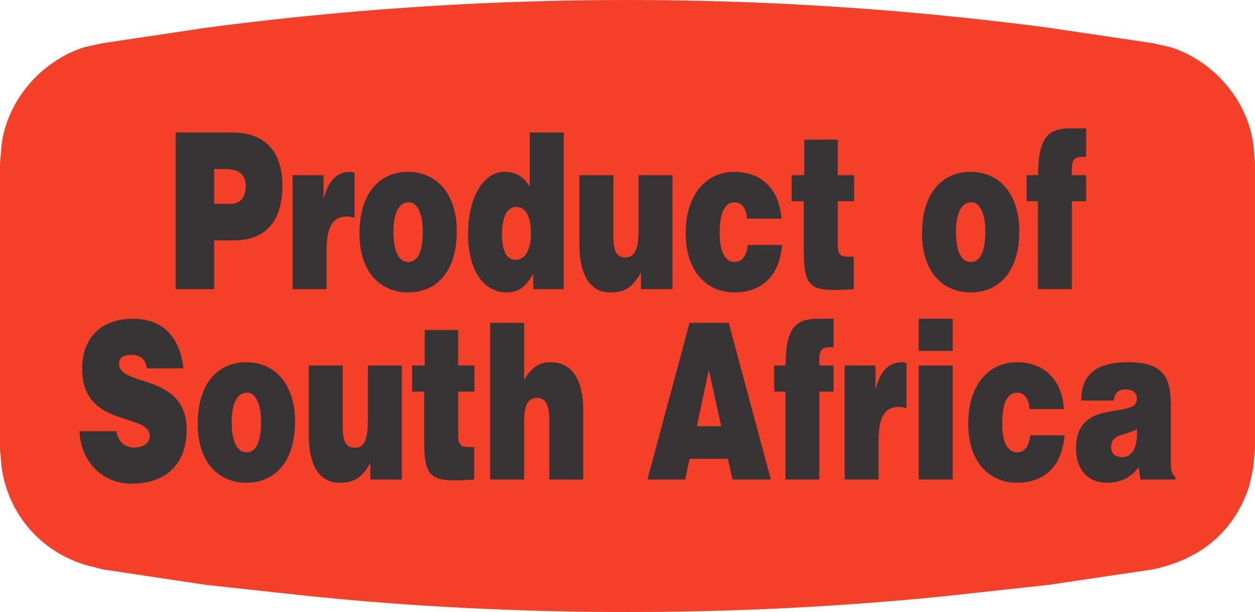 Product of South Africa Label Black Fluorescent Red Short Oval 1000 Count/Roll 50 Rolls/Case 50000 Count/Case