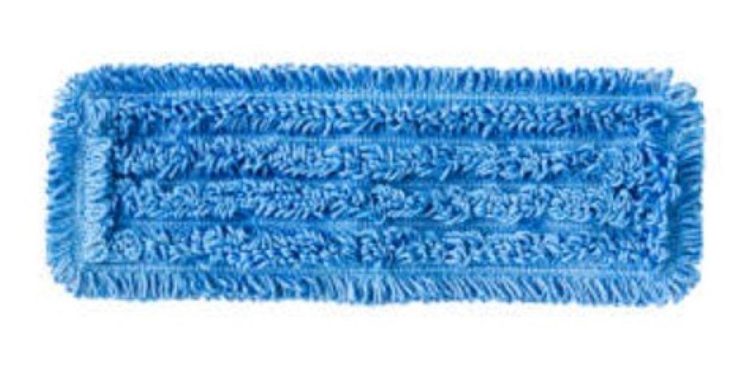 Mop Head 18 IN Blue Microfiber Hook & Loop Backing Loop End Premium 48 Count/Case
