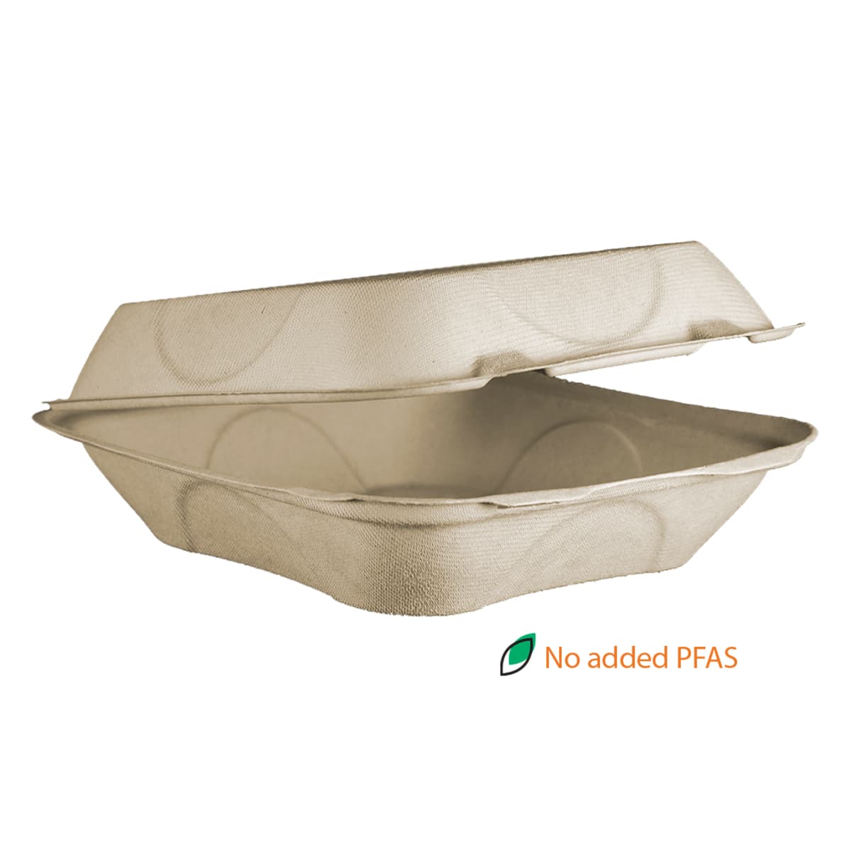 Take-Out Container Hinged 8X8X3 IN Fiber PLA Natural 300/Case