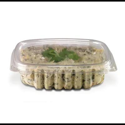 Crystal Seal® Deli Container Hinged With Flat Lid 8 OZ PET Clear Square 200/Case