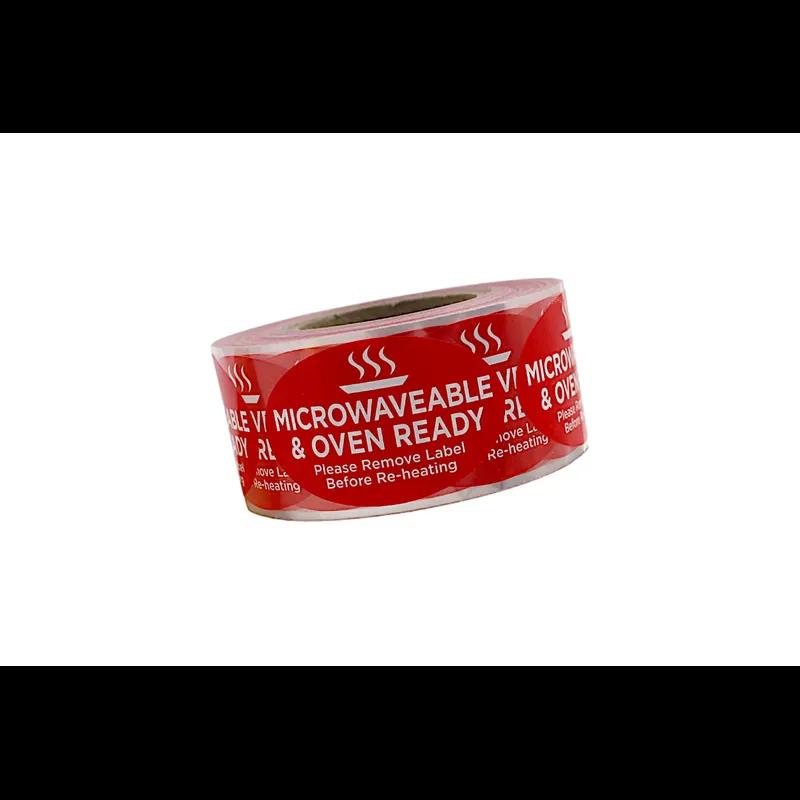 Microwaveable & Oven Ready Deli Label 1.25X2 IN Red Oval PP 500 Count/Roll 15 Rolls/Case 7500 Count/Case