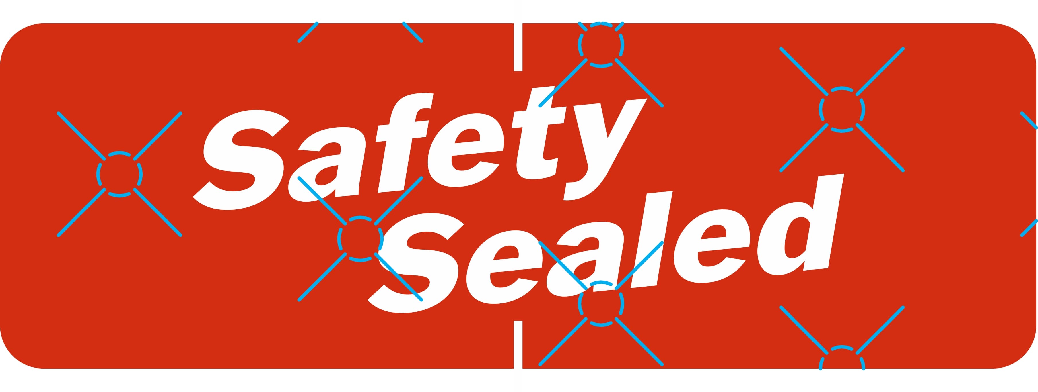 Safety Sealed Promo Label 1X3 IN Red Tamper Evident 250 Count/Roll 20 Rolls/Case 5000 Count/Case
