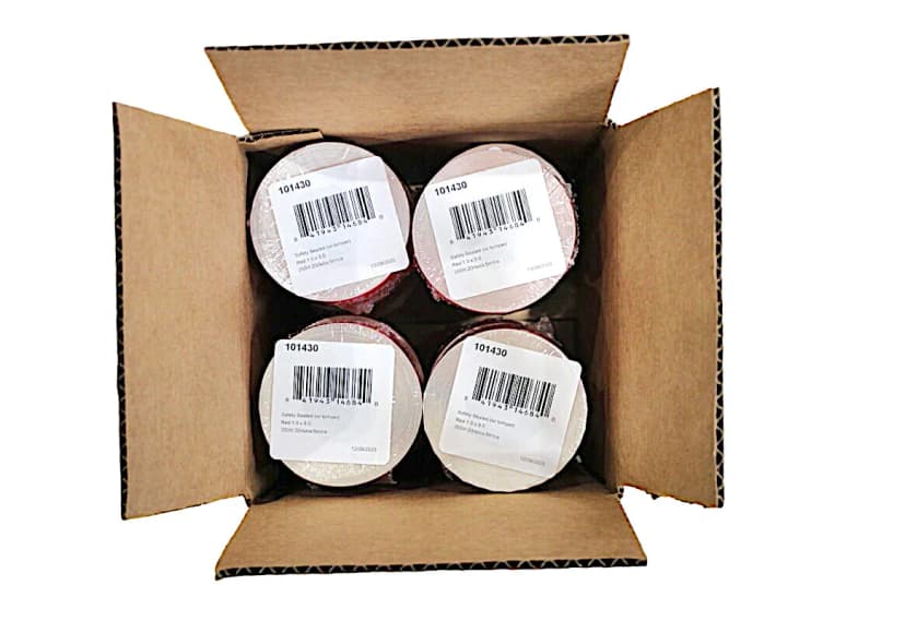 Safety Sealed Promo Label 1X3 IN Red Tamper Evident 250 Count/Roll 20 Rolls/Case 5000 Count/Case
