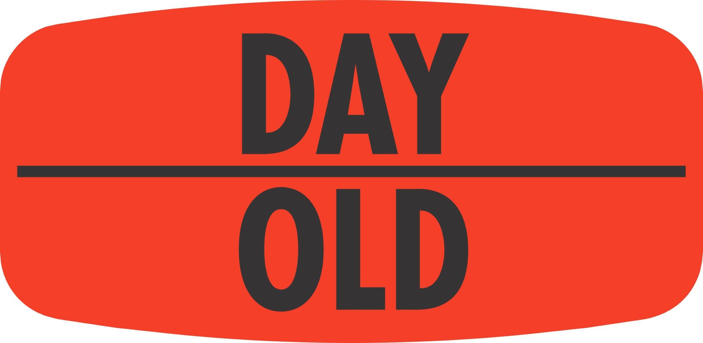 Day Old Label Black Fluorescent Red Short Oval 1000 Count/Roll 50 Rolls/Case 50000 Count/Case