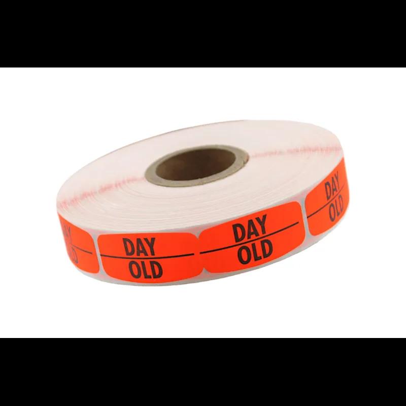 Day Old Label Black Fluorescent Red Short Oval 1000 Count/Roll 50 Rolls/Case 50000 Count/Case