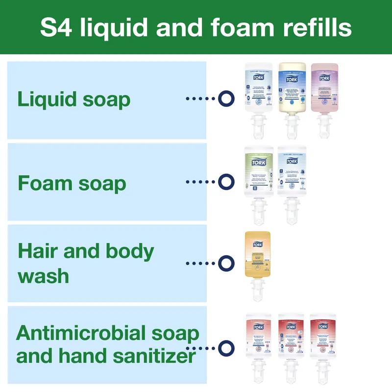 Tork S4 Soap Dispenser 5.12X4.57X10.9 IN Stainless Metal Plastic Foaming Wall Mount Universal Intuition Sensor 1/Each