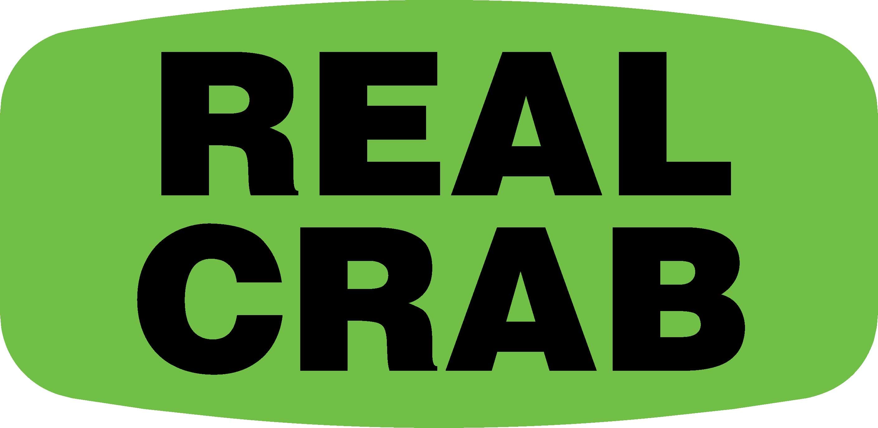 Real Crab Label Black Fluorescent Green Short Oval 1000 Count/Roll 60 Rolls/Case 60000 Count/Case