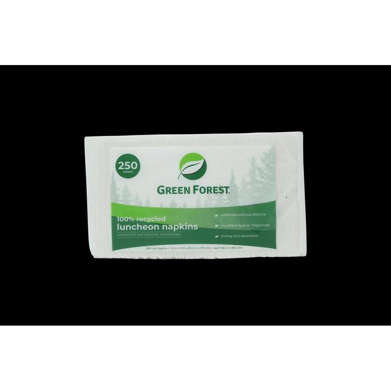 Green Forest Napkins White 1PLY 250 Count/Pack 12 Packs/Case 3000 Count/Case