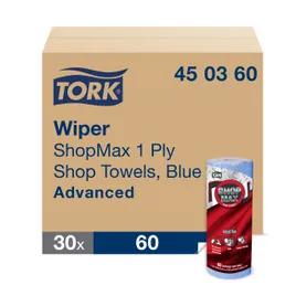 Tork ShopMax Wipe Towel IN 1 Non-Woven Paper Blue White Refill Roll 30/Case