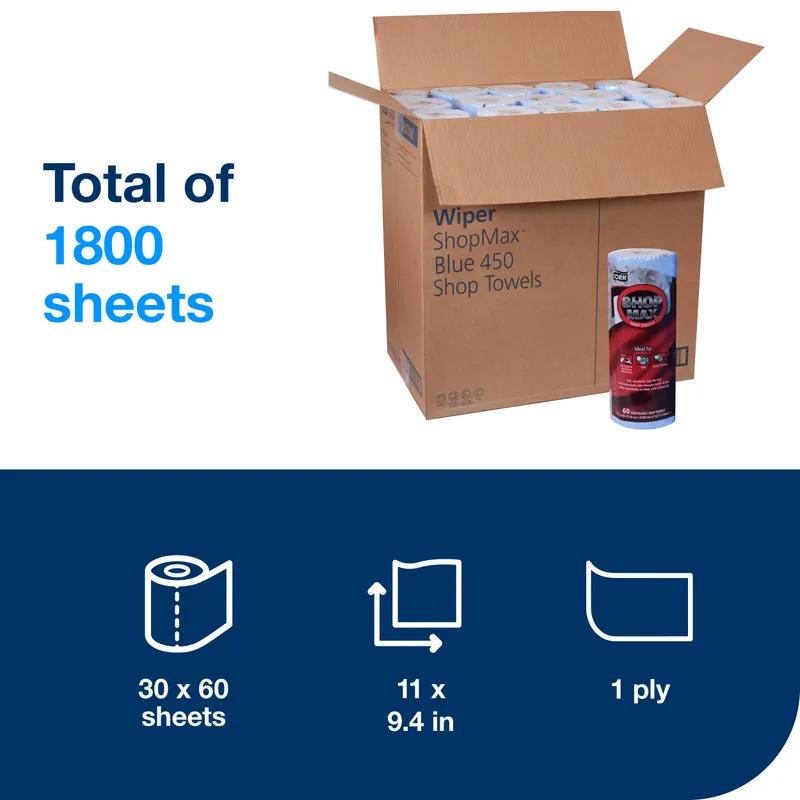 Tork ShopMax Wipe Towel IN 1 Non-Woven Paper Blue White Refill Roll 30/Case
