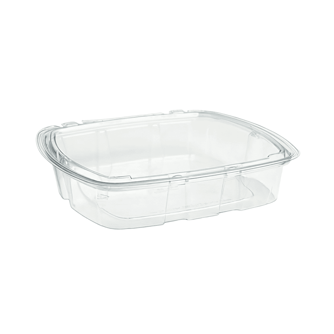 Crystal Seal® Deli Container Hinged With Flat Lid 35 OZ PET Clear Rectangle 140/Case