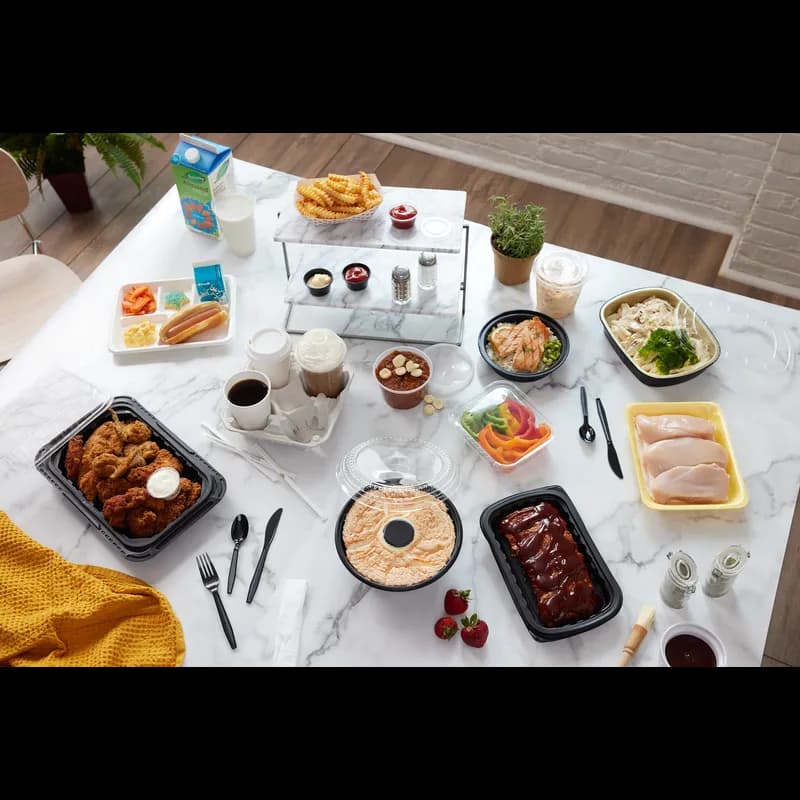 Angel Food Cake Container 48 OZ 8X3 IN CPET Black Round Dual Ovenable Freezer Safe Microwave Safe 280/Case