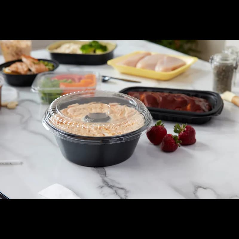 Angel Food Cake Container 48 OZ 8X3 IN CPET Black Round Dual Ovenable Freezer Safe Microwave Safe 280/Case